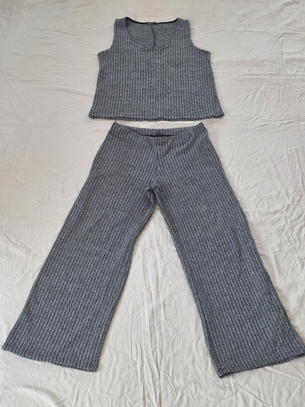 Zara Gray Knit Wide-Leg Pants & Tank Set
